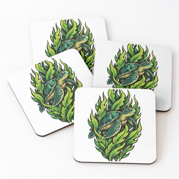 Item preview, Sea Turtle Drifting Through Stylized Kelp Forest designed and sold by zoughlal.