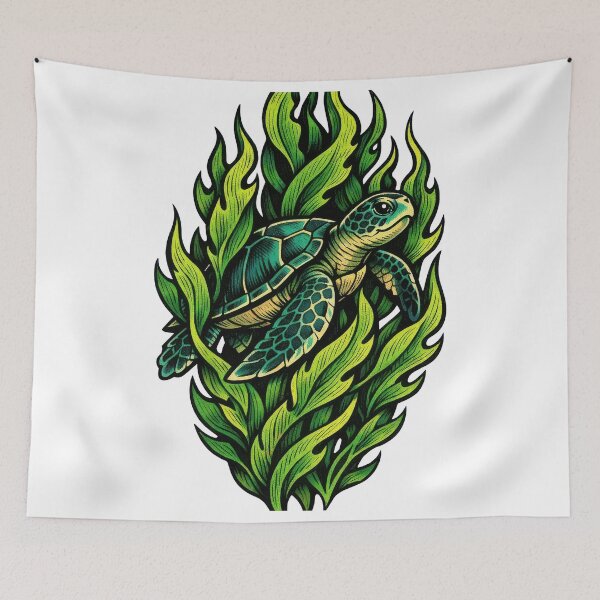 Item preview, Sea Turtle Drifting Through Stylized Kelp Forest designed and sold by zoughlal.