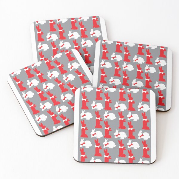 Item preview, Red & White Dapper Bunnies on Gray designed and sold by Digitalmyth's Designs.