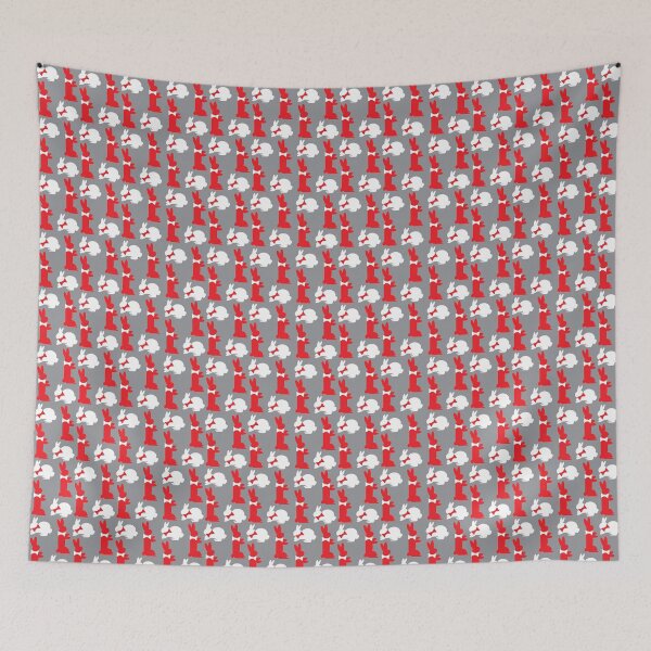 Item preview, Red & White Dapper Bunnies on Gray designed and sold by Digitalmyth's Designs.