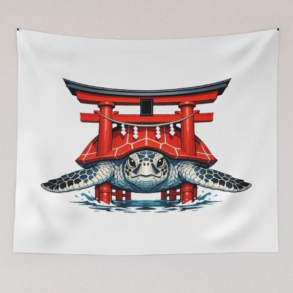 Item preview, Torii Gate Shrine Sea Turtle Surreal Japanese Art designed and sold by zoughlal.