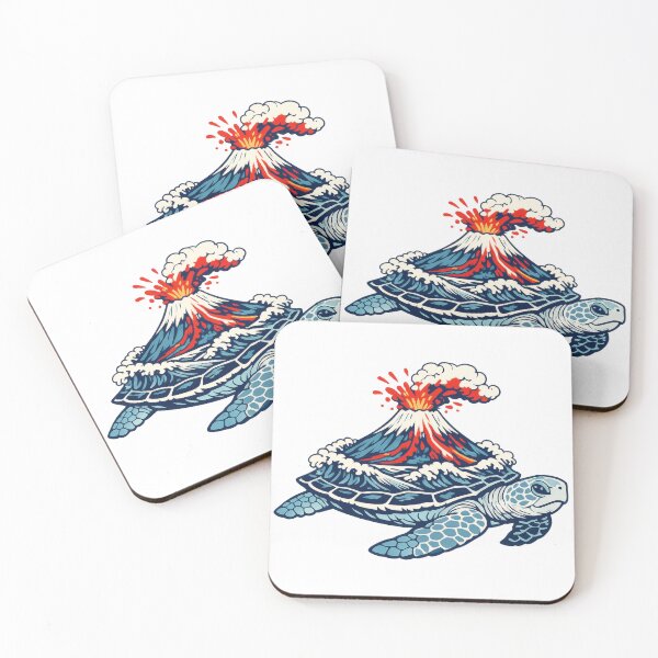 Item preview, Mount Fuji Volcano Erupting On Sea Turtle Back designed and sold by zoughlal.