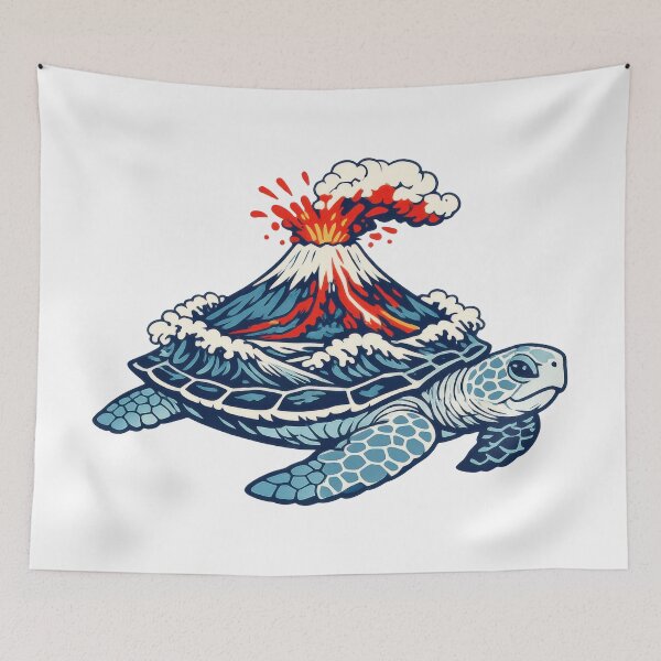 Item preview, Mount Fuji Volcano Erupting On Sea Turtle Back designed and sold by zoughlal.