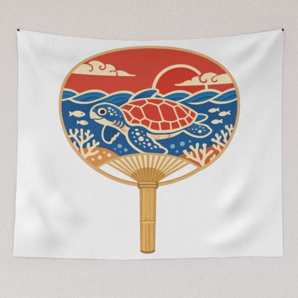 Item preview, Japanese Uchiwa Hand Fan Sea Turtle Design designed and sold by zoughlal.