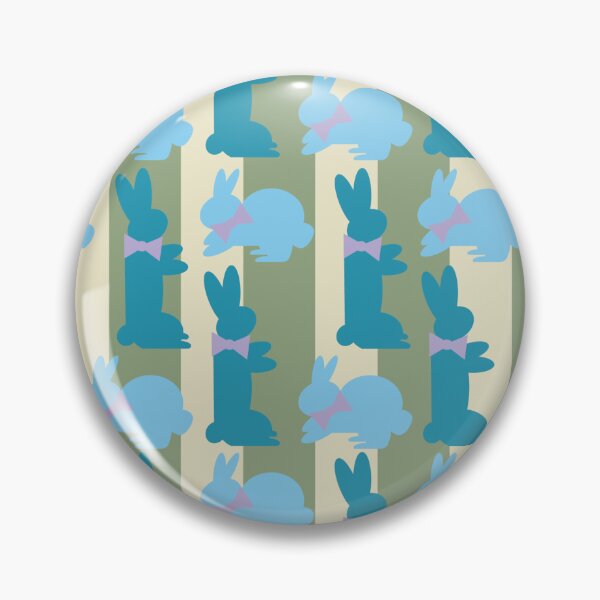 Item preview, Teal & Blue Dapper Bunnies on Green Vertical Stripes designed and sold by Digitalmyth's Designs.