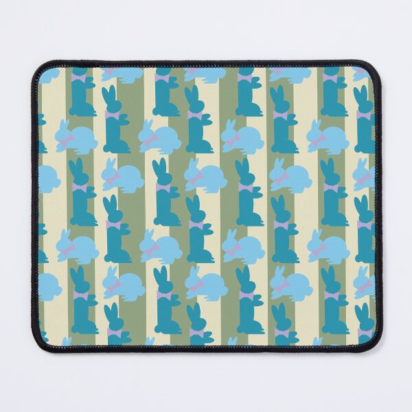 Item preview, Teal & Blue Dapper Bunnies on Green Vertical Stripes designed and sold by Digitalmyth's Designs.
