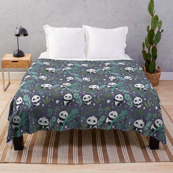 Item preview, Cute Panda Pattern with Bamboo – Adorable Seamless Forest Design in Dark Blue designed and sold by WildLakePatterns.