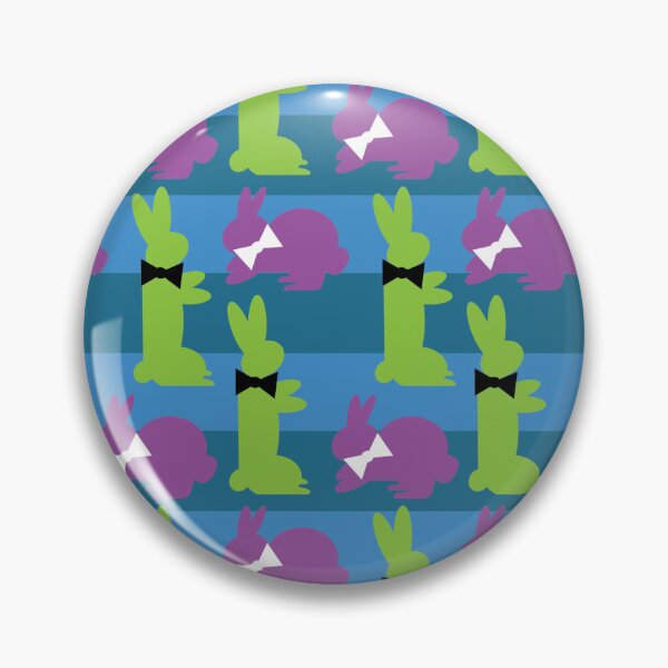 Item preview, Purple & Green Dapper Bunnies on Blue Horizontal Stripes designed and sold by Digitalmyth's Designs.