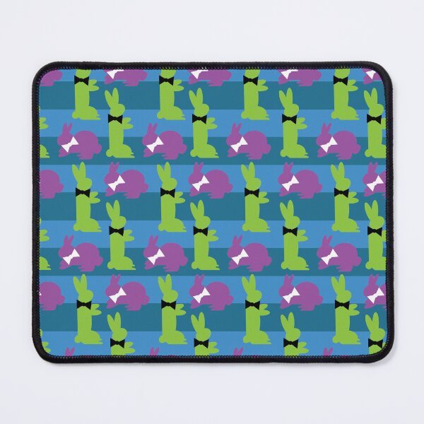 Item preview, Purple & Green Dapper Bunnies on Blue Horizontal Stripes designed and sold by Digitalmyth's Designs.