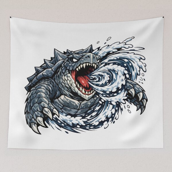 Item preview, Kaiju Monster Sea Turtle Roaring Tsunami Waves designed and sold by zoughlal.