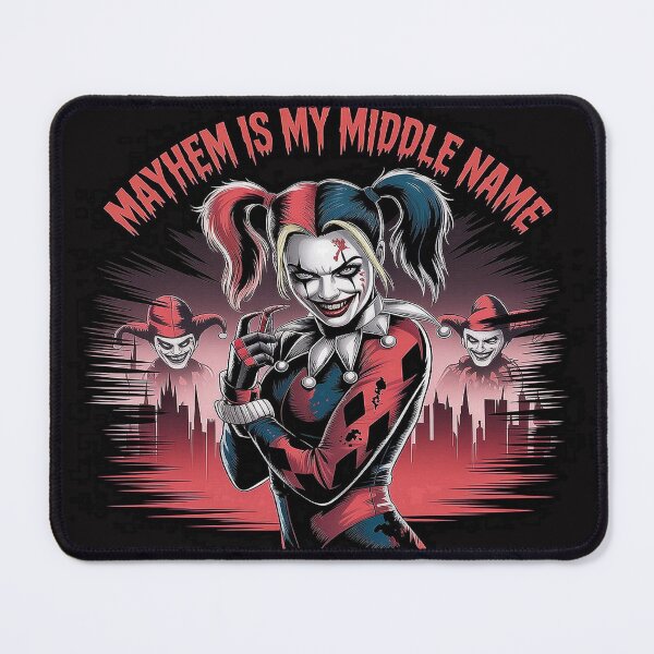 Item preview, Harley's Mayhem Mantra: Grinning Chaos Queen in Gotham Shadows - DC Comics Fan Art designed and sold by Midnight Veil Designs.