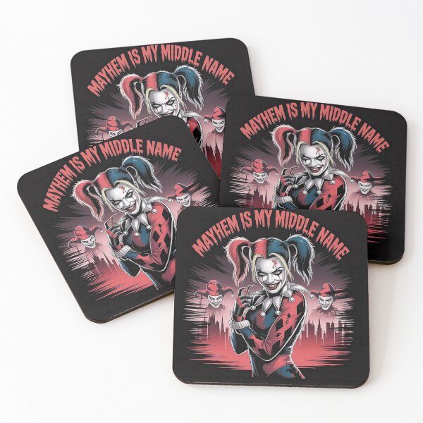 Item preview, Harley's Mayhem Mantra: Grinning Chaos Queen in Gotham Shadows - DC Comics Fan Art designed and sold by Midnight Veil Designs.