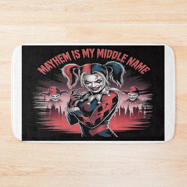 Item preview, Harley's Mayhem Mantra: Grinning Chaos Queen in Gotham Shadows - DC Comics Fan Art designed and sold by Midnight Veil Designs.