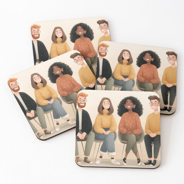 Item preview, Happy Diverse Friends Sitting Together – Cozy Whimsical Illustration designed and sold by EK-World.