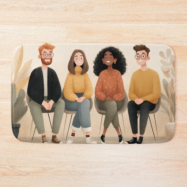 Item preview, Happy Diverse Friends Sitting Together – Cozy Whimsical Illustration designed and sold by EK-World.