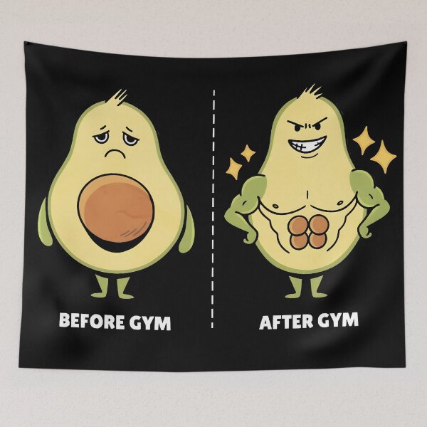 Item preview, Funny Avocado Before and After Gym Muscular Transformation designed and sold by DrawHandArt.