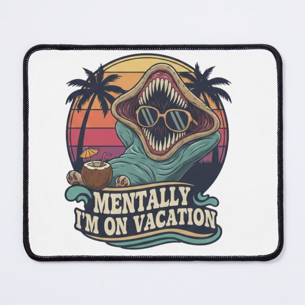 Item preview, Mentally I'm On Vacation Demogorgon Cat Retro Summer designed and sold by rjjvstudio26.