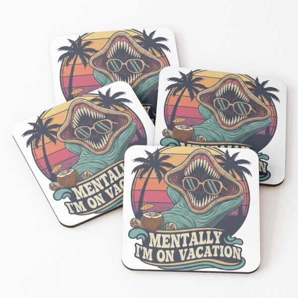 Item preview, Mentally I'm On Vacation Demogorgon Cat Retro Summer designed and sold by rjjvstudio26.