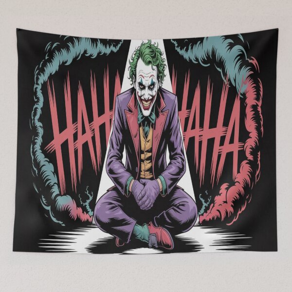 Item preview, Joker's Seated Hysteria: Spotlight Laugh in Green-Red Chaos - DC Comics Fan Art designed and sold by Midnight Veil Designs.