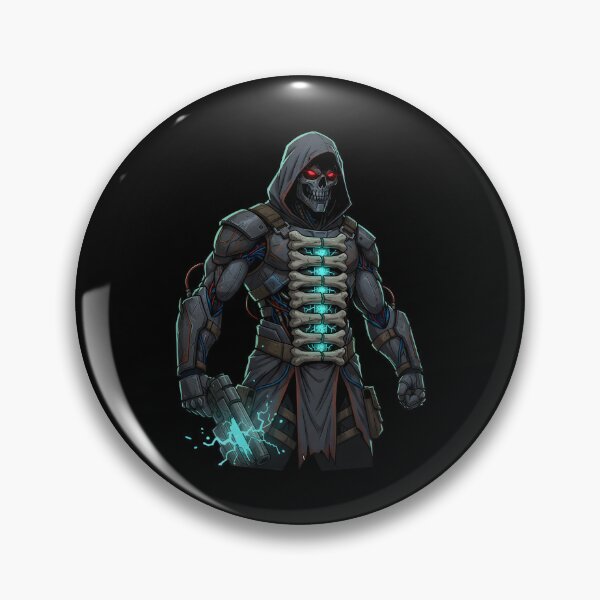 Item preview, Cybernetic Skeleton Warrior Sci-Fi Cyborg Assassin With Energy Pistol designed and sold by DrawHandArt.
