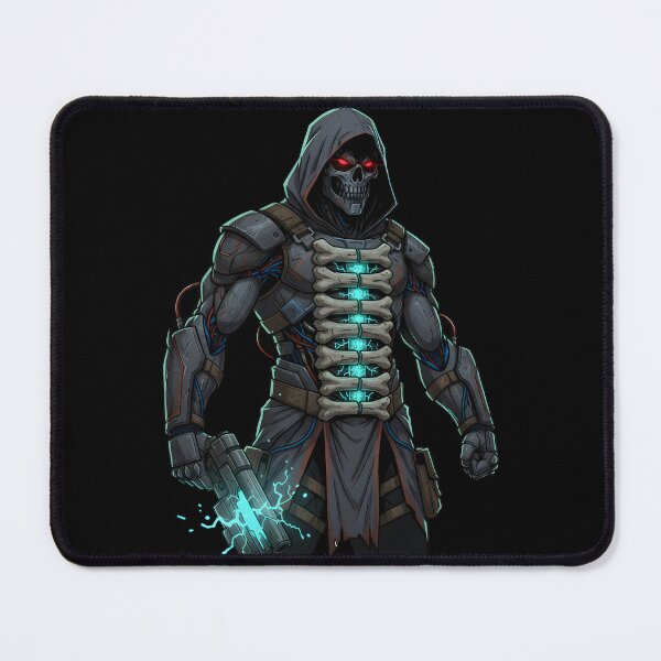 Item preview, Cybernetic Skeleton Warrior Sci-Fi Cyborg Assassin With Energy Pistol designed and sold by DrawHandArt.
