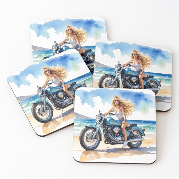 Item preview, Summer, sea and engine, cruiser motorcycle with blonde woman designed and sold by LiskoDesign.