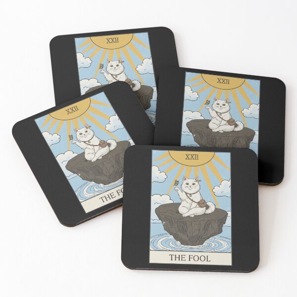 Item preview, The Fool Cat Tarot Card Major Arcana Funny White Cat Spiritual Occult designed and sold by DrawHandArt.