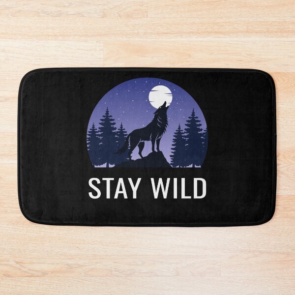 Item preview, Wolf Howling Moon Stay Wild - Wilderness Forest Night Sky Nature Adventure Art. designed and sold by JoseFrancese.