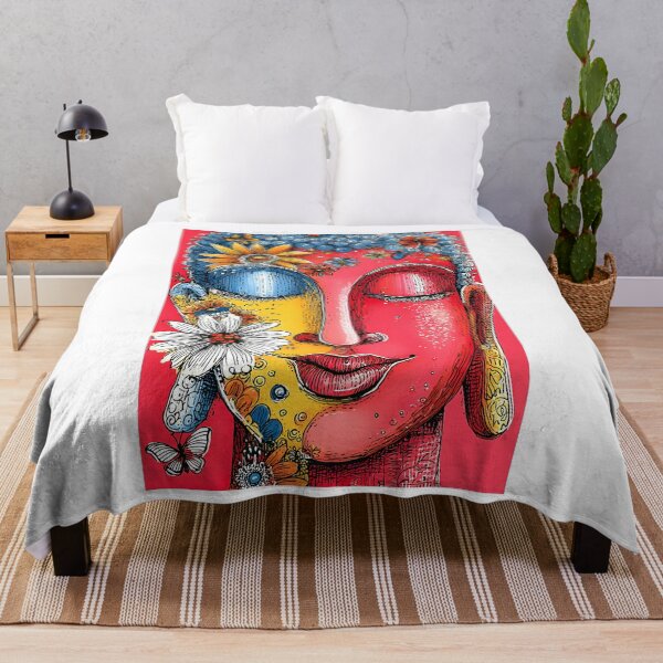 Item preview, Colorful Buddha Face with Flowers and Nature Vibes designed and sold by Artessie.
