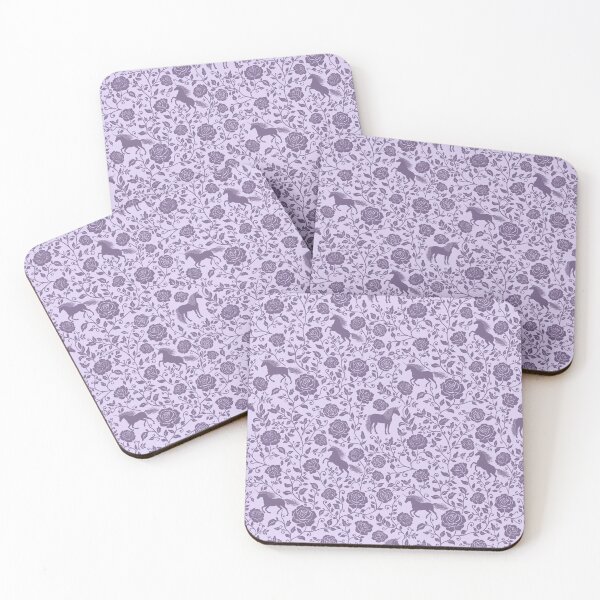 Item preview, Unicorn & Rose Floral Silhouette Seamless Pattern – Magical Mythical Botanical Design in Pale Purple designed and sold by WildLakePatterns.