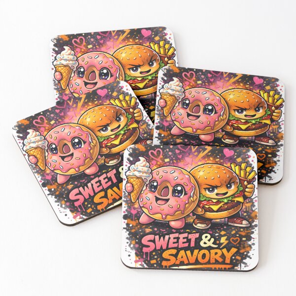 Item preview, Sweet & Savory – Chibi Food Street Art | Dessert Meets Fast Food Graffiti Design designed and sold by Snackwear Apparel.