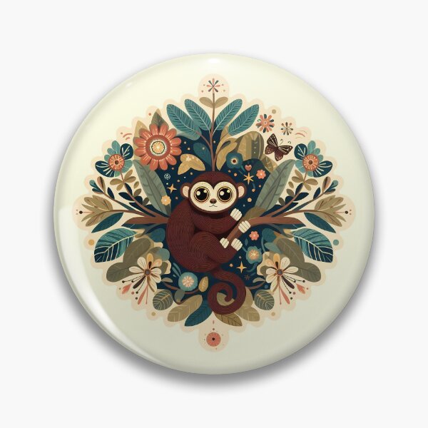 Item preview, Tarsier with Floral Motifs – Hope for Wildlife Scandinavian Folk Art by heidiannemorris © designed and sold by FOLK ART FUSION by heidiannemorris.