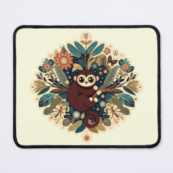 Item preview, Tarsier with Floral Motifs – Hope for Wildlife Scandinavian Folk Art by heidiannemorris © designed and sold by FOLK ART FUSION.