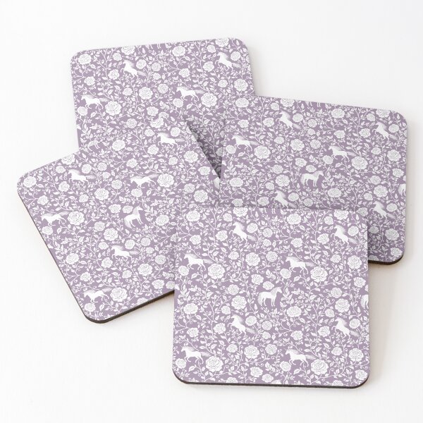 Item preview, Unicorn & Rose Floral Silhouette Seamless Pattern – Magical Mythical Botanical Design in Lavender designed and sold by WildLakePatterns.