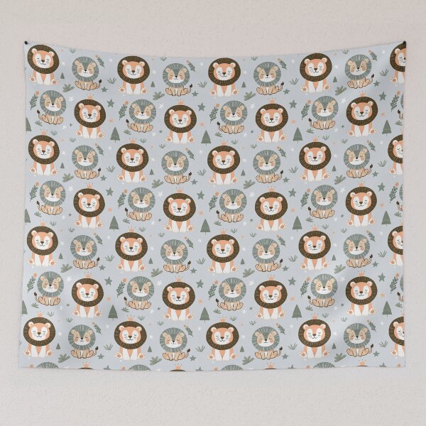 Item preview, Lions (blue) designed and sold by WildLakePatterns.