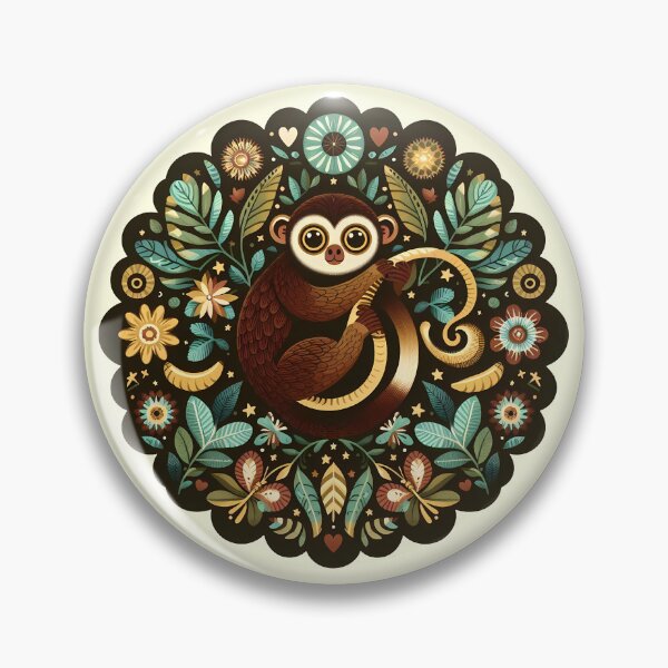 Item preview, Tarsier with Floral Motifs – Hope for Wildlife Scandinavian Folk Art by heidiannemorris © designed and sold by FOLK ART FUSION by heidiannemorris.