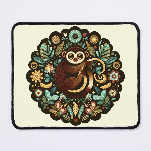 Item preview, Tarsier with Floral Motifs – Hope for Wildlife Scandinavian Folk Art by heidiannemorris © designed and sold by FOLK ART FUSION by heidiannemorris.