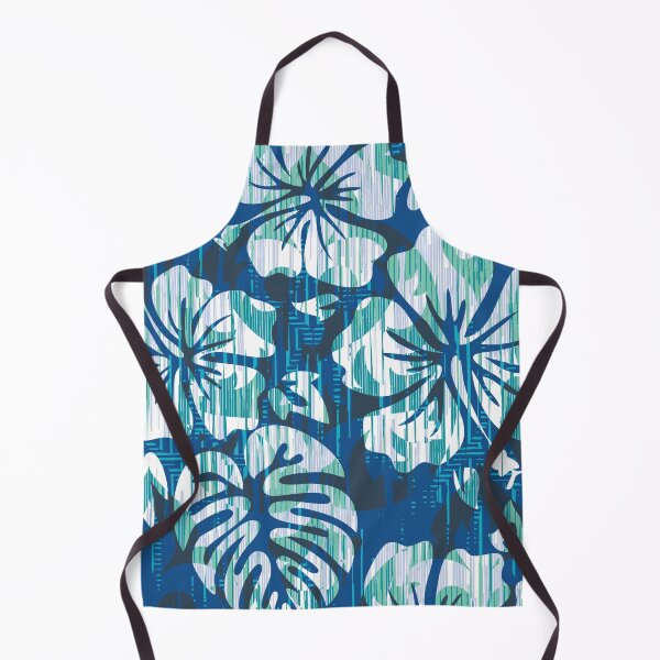 Item preview, Blue Hawaiian Luau Tropical Tiki Hibiscus Monstera Floral designed and sold by RetroMaggie.