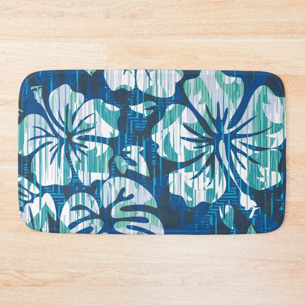 Item preview, Blue Hawaiian Luau Tropical Tiki Hibiscus Monstera Floral designed and sold by RetroMaggie.