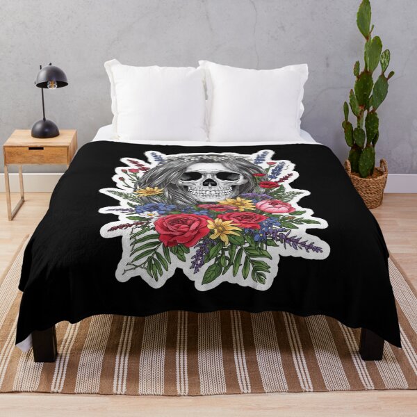 Item preview, Slavic Lady Midday Skull Floral Folklore Art designed and sold by Bone & Blade.