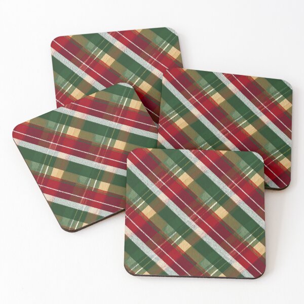 Item preview, Red, green, light gold and white tartan designed and sold by MKV Design.