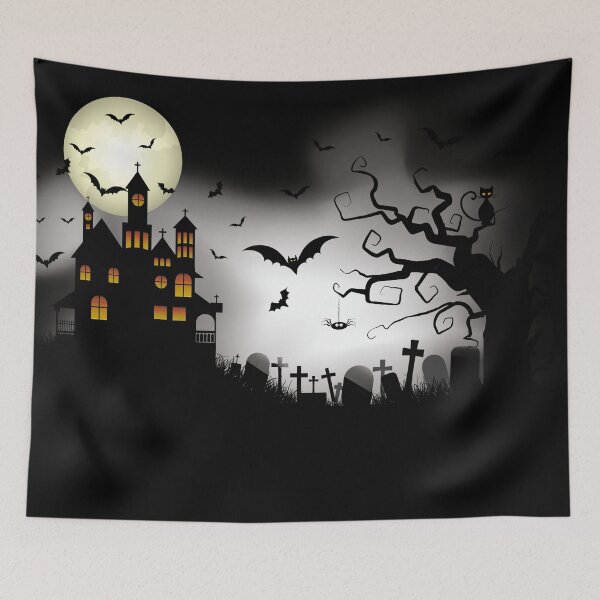 Item preview, Haunted Night Silhouette – Spooky Halloween Cemetery Scene designed and sold by Bianormal.