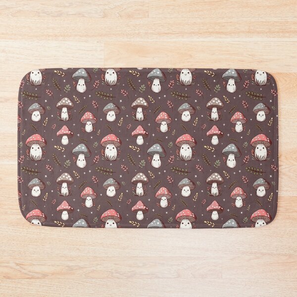 Item preview, Cute Kawaii Toadstool Mushroom Pattern – Happy Forest Seamless Design In Burgandy designed and sold by WildLakePatterns.