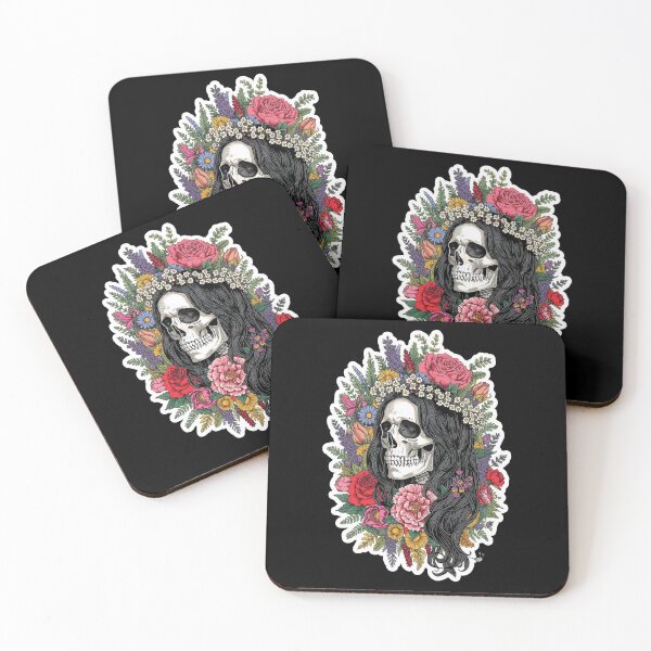 Item preview, Slavic Lady Midday Skull Floral Folklore Art designed and sold by Bone & Blade.