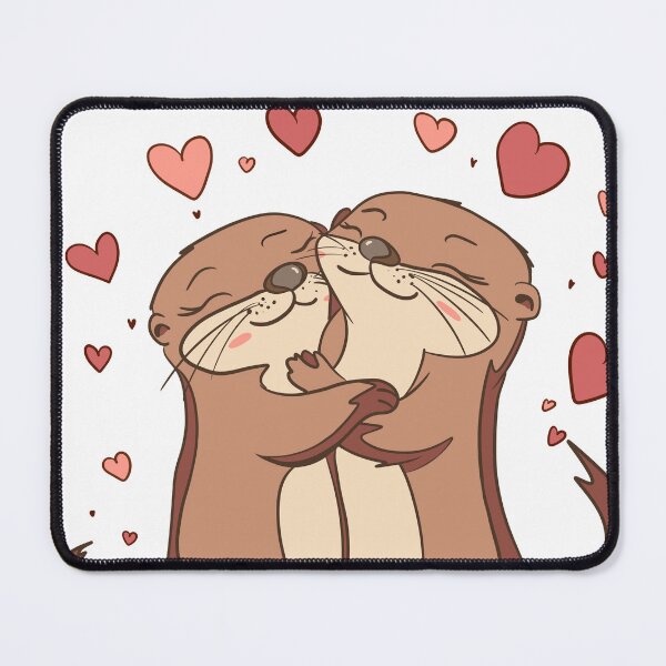 Item preview, Two cute otters hugging with pink hearts designed and sold by LYAN-STORE.