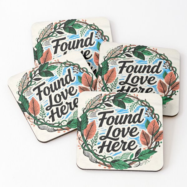 Item preview, Found Love Here – Leafy Wreath Romantic Typography designed and sold by FreeFromDefault.