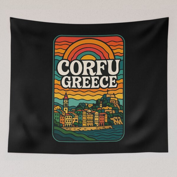 Item preview, Corfu Island Greece Trippy Art Travel designed and sold by TomFrontierArt.