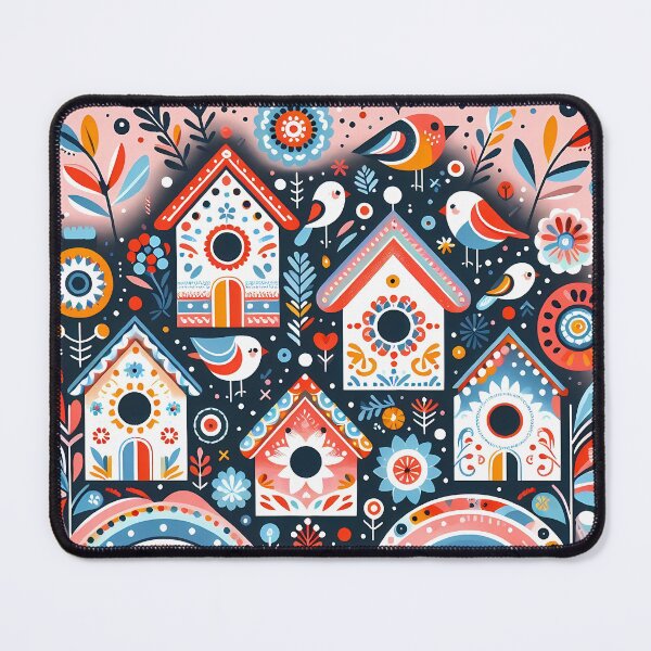 Item preview, Birds and Birdhouses with Floral Decorative Motifs – Scandinavian Folk Art by heidiannemorris © designed and sold by FOLK ART FUSION by heidiannemorris.