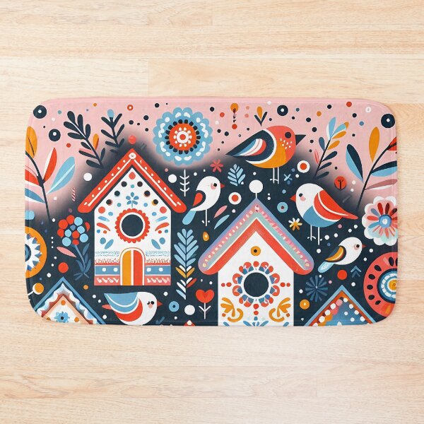 Item preview, Birds and Birdhouses with Floral Decorative Motifs – Scandinavian Folk Art by heidiannemorris © designed and sold by FOLK ART FUSION by heidiannemorris.