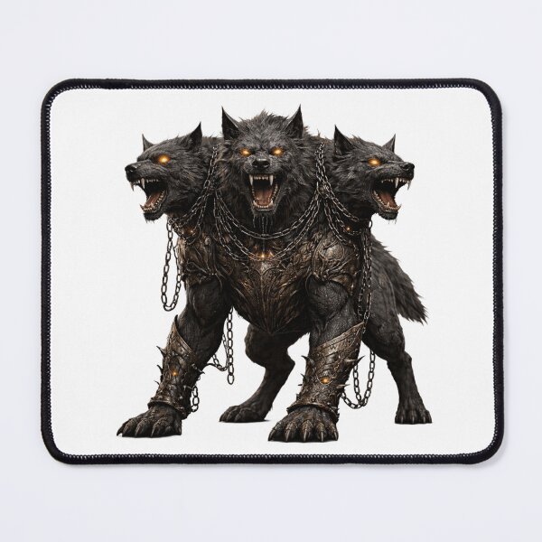 Item preview, Cerberus Mythical Creature Art — Three-Headed Hellhound Guardian | Dark Fantasy Illustration designed and sold by AlexLineArt.